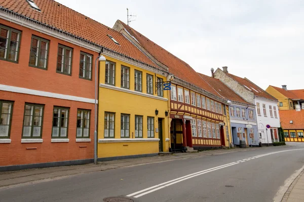 Svendborg Dänemark Eine Straße Mit Alten Holz Und Steinhäusern — Stockfoto