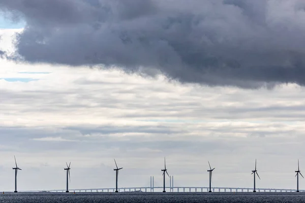 Copenhagen Denmark View Wind Turbines Oresund Bridge Sweden — Stock Photo, Image