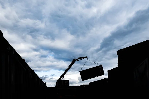 Copenaghen Danimarca Container Sono Scaricati Camion Nel Porto Container — Foto Stock