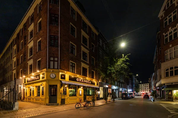 Copenhagen Denmark Landmark Restaurant Called Granola Vaernedamsvej Vesterbro Night — Stock Photo, Image