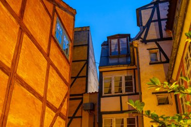 Kopenhag, Danimarka Klasik ve eski Danimarka binaları ve mimarisi şehir merkezindeki Pistolstraede 'de.