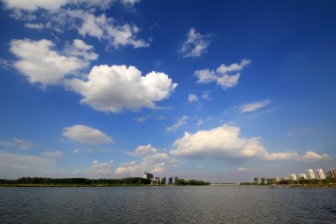 Kuzey Çin'de güzel nehir doğal sahne