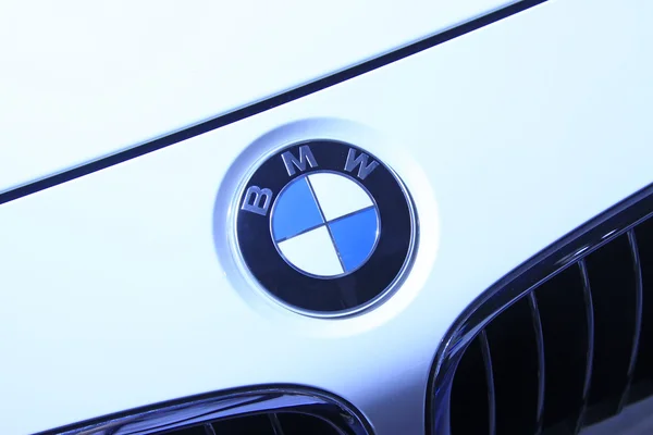 BMW car brand in a car sales shop, Tangshan, China — стоковое фото