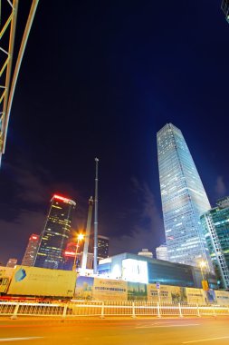 Gece sahnelerinde Pekin finans merkezi bölgesi