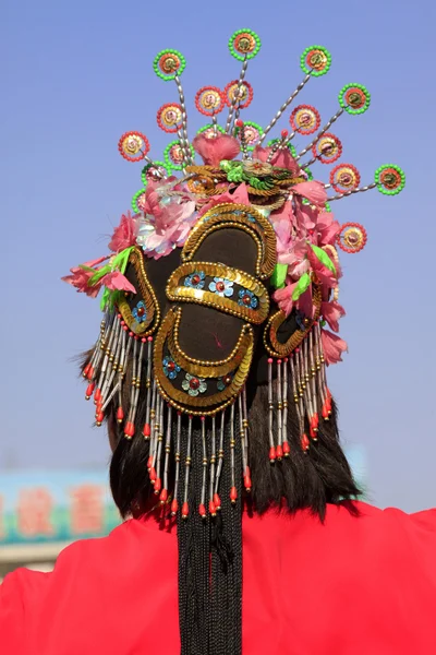 Saç dekorasyon bahar festivali yangko dans için dans Çin'de — Stok fotoğraf