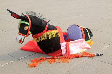 donkey model for Spring Festival yangko dance in china clipart
