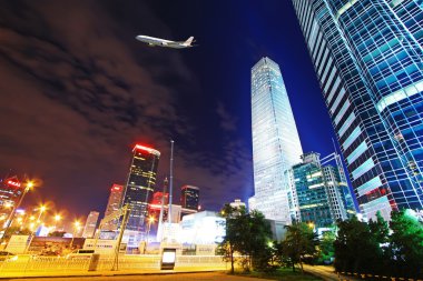Gece sahnelerinde Pekin finans merkezi bölgesi