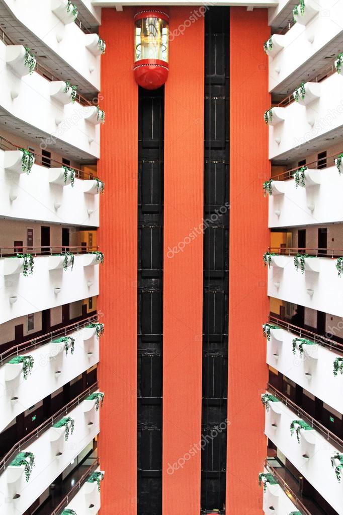 modern elevator landscape in a traders Hotel, China