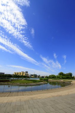 geniş su yüzey ve yüksek binaların 