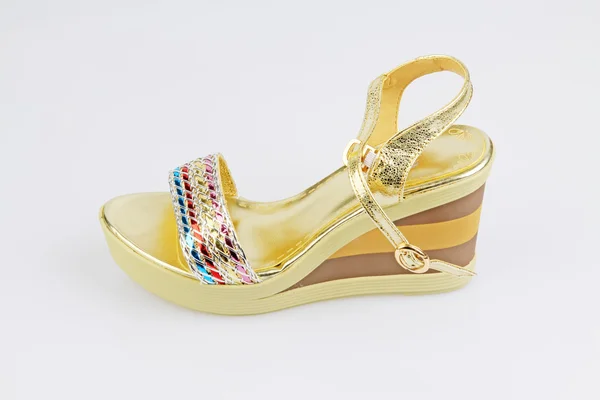 Krásné dámské sandály na vysokém podpatku barva — Stock fotografie