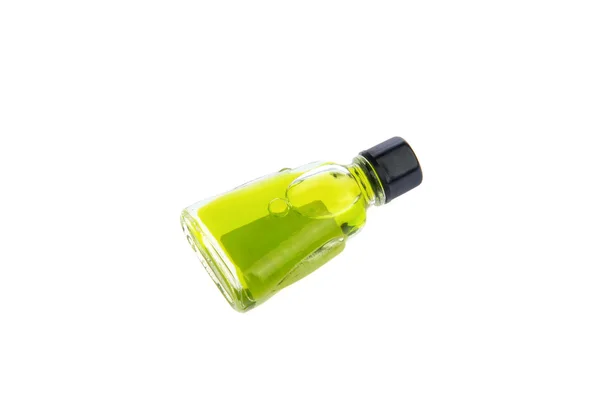 Zielona ciecz w szklanych butelkach — Zdjęcie stockowe