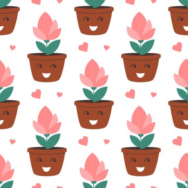 Ev çiçekleri kusursuz desen, doku, dükkanlar için baskı ya da aşk günü. Beyaz arka planda emojisi olan esrar bitkileri izole edilmiş. Bir vektör illüstrasyonundaki yaratıcı tasarım