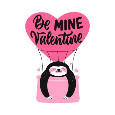 Sıcak hava balonunda uçan tasarım tembel hayvanı. 