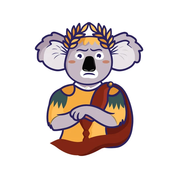 History Logo Koala Form Symbol Julius Caesar Cartoon Portrait Boy — Stockvector