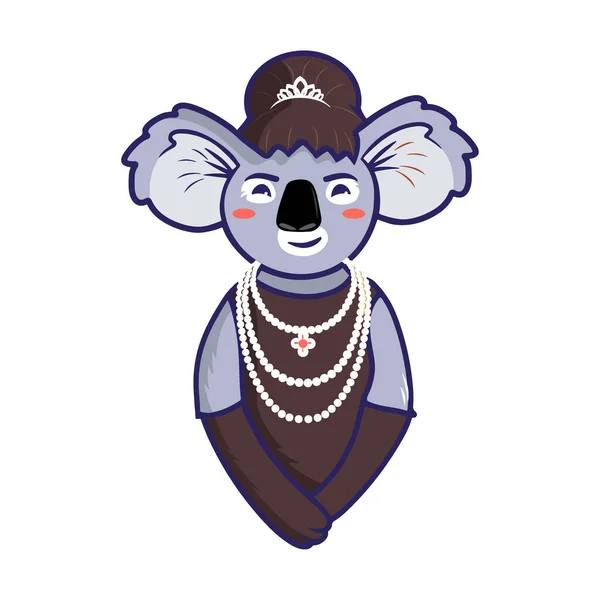 Cartoon Logo Koala Form Symbol Audrey Hepburn Graphic Portrait Girl — Vetor de Stock