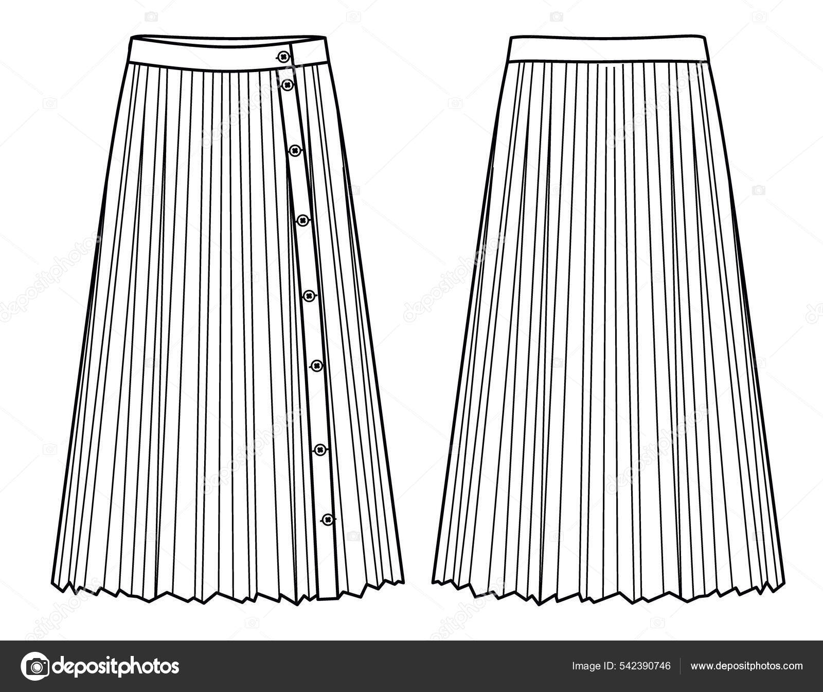 depositphotos 542390746 stock illustration vector plisse skirt fashion cad
