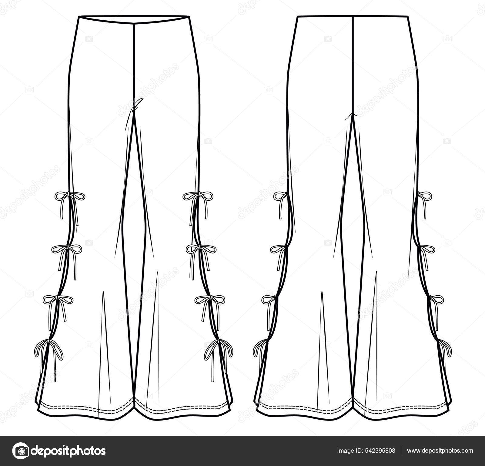 Vector Flare Pants Ladies Fashion Cad Sketch Template Woman Trousers Stock  Vector by ©yuli2217 542395808