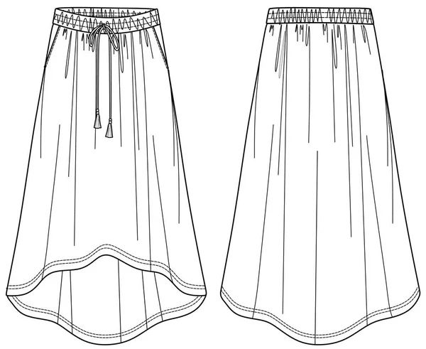 Vector Sport Style Woman Skirt Fashion Cad Long Woman Skirt — Stock Vector