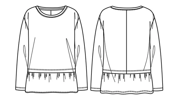 Sweat Shirt Vectoriel Croquis Mode Avec Taille Élastique Dessin Technique — Image vectorielle