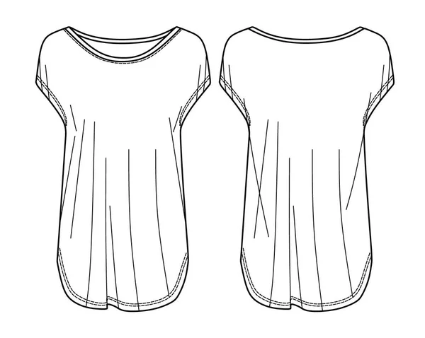 Vecteur Femme Top Fashion Cad Basique Femme Shirt Dessin Technique — Image vectorielle