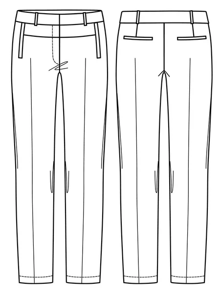 Vector Medida Pantalones Moda Cad Pantalones Mujer Con Bolsillos Cinturón — Archivo Imágenes Vectoriales