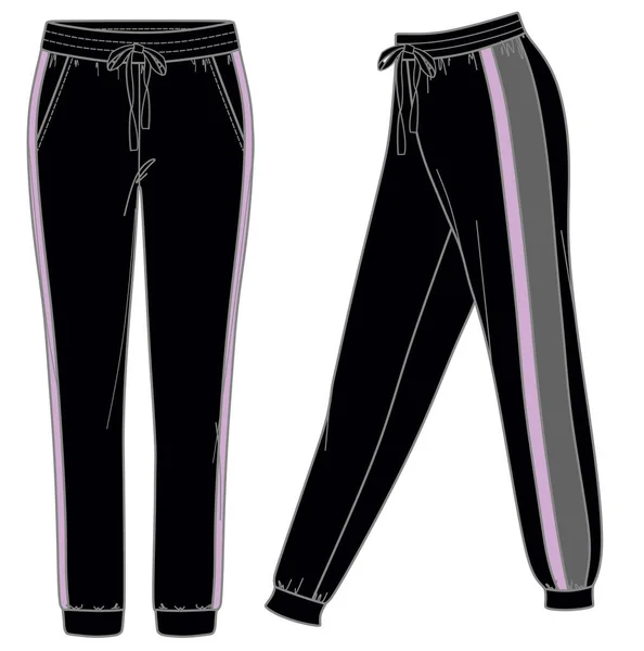 Pantalones Sudor Rectos Vector Moda Cad Pantalones Ajuste Relajado Mujer — Vector de stock