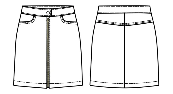 Vector Denim Rok Mode Tekening Vrouw Mini Rok Mode Cad — Stockvector