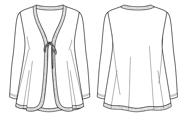 Vektör Uzun Kollu Ceket Modası Kışlık Kadın Dantelli Hırka Ördü — Stok Vektör