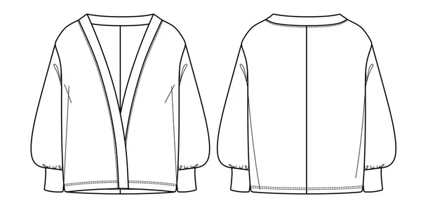 Vector Caiu Ombro Casaco Moda Cad Mulher Tecido Jaqueta Com —  Vetores de Stock