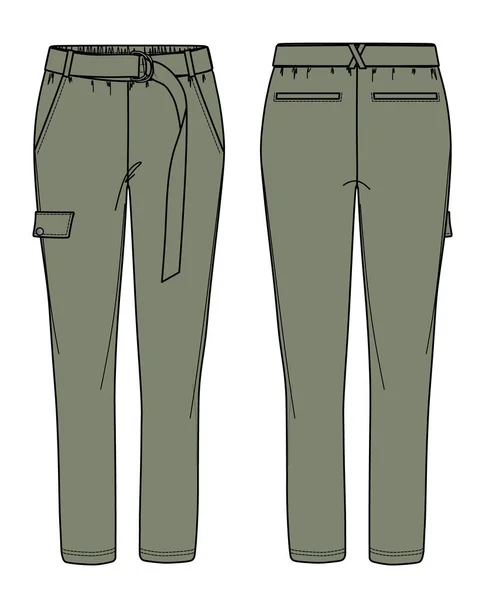 Corredor Vectorial Para Mujer Dibujo Técnico Pantalones Mujer Con Cintura — Vector de stock