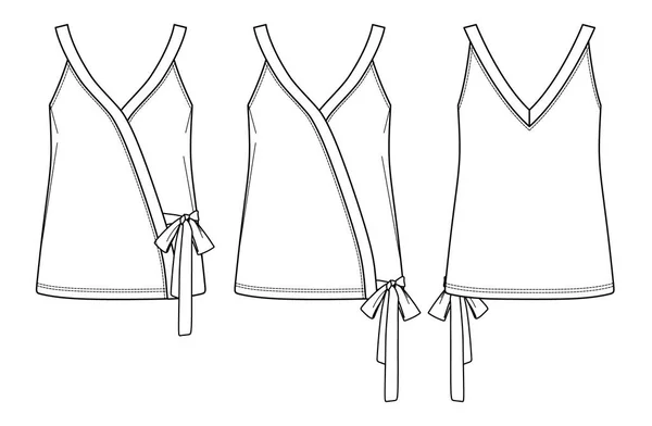 Camisola Mulheres Com Detalhe Arco Ilustração Moda Técnica Com Lisonjeiro — Vetor de Stock