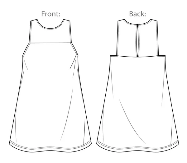 Vector Sleeveless Dress Fashion Cad Woman Mini Halter Neck Dress — Stok Vektör
