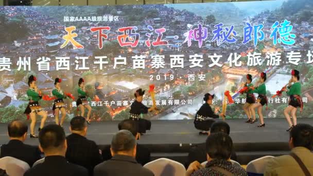 Xian China Marzo 2019 Vista Artistas Intérpretes Realizan Danza Tradicional — Vídeos de Stock