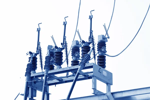 Part of high voltage substation with switches and disconnector — Stock Photo, Image