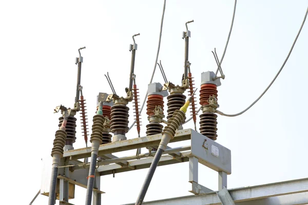 Part of high voltage substation with switches and disconnector — Stock Photo, Image