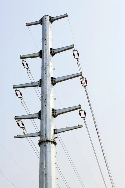 High voltage electric power steel tube tower — Stock Photo, Image