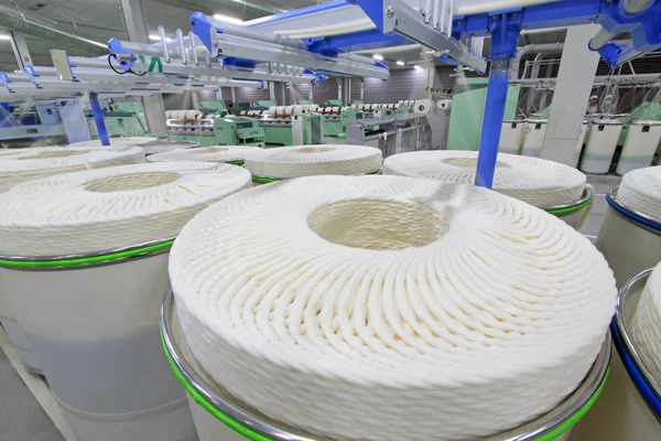 Cotton group on a spinning production line — Stock Photo, Image