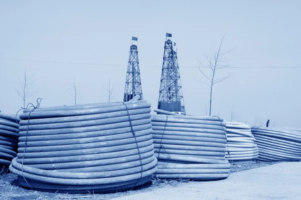 Forage derrick dans une mine de fer, Chine — Photo