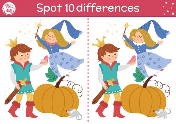 Trouver Jeu Différences Pour Les Enfants Activité Éducative Conte Fées — Image vectorielle