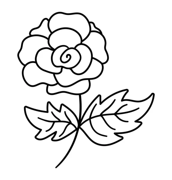 Διάνυσμα Ασπρόμαυρη Εικόνα Τριαντάφυλλου Όμορφη Γραμμή Λουλούδι Στον Κήπο Εικονογράφηση — Διανυσματικό Αρχείο