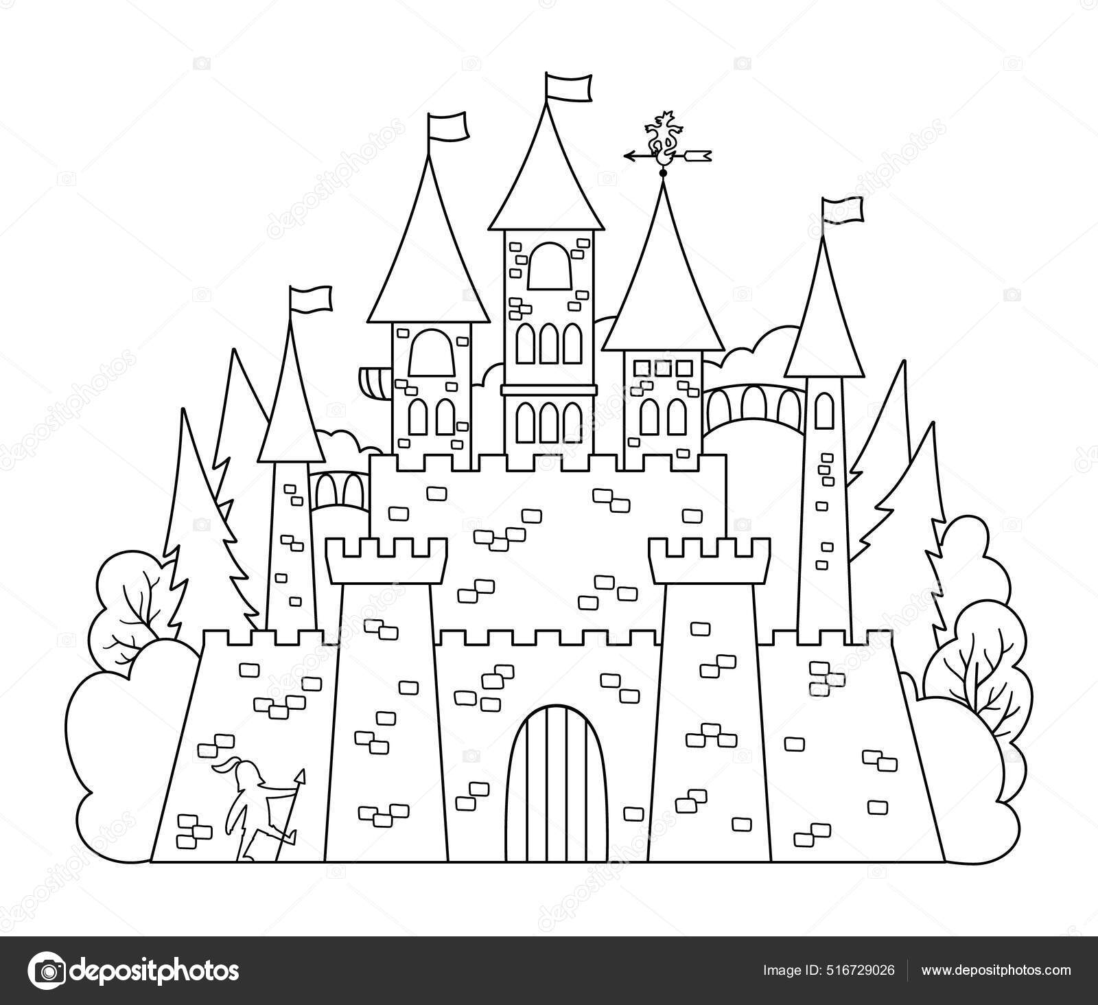 Vector Icono Del Castillo Blanco Negro Aislado Sobre Fondo Blanco Vector de  stock #516729026 de ©LexiClaus, image size:1600x1464