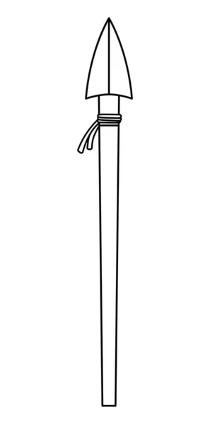 Vector Schwarz Weiße Speersymbol Märchenhafte Linie Ritterrüstung Märchenhaftes Soldatenschwert Cartoon — Stockvektor
