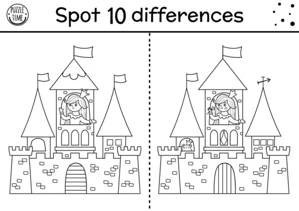 Labirinto preto e branco de conto de fadas para crianças com personagens de  fantasia atividade para impressão pré-escolar do reino mágico com castelo  de carruagem jogo de labirinto geométrico para colorir com