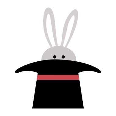 Magician hat with rabbit. Vector circus animal. Wizard or juggler equipment icon. Cute funny festival character clip art. Street show comedian illustratio vector Magician hat with rabbit. Vector circus animal. Wizard or juggler equipment icon. Cute funny festival character clip art. Street show comedian illustratio vector