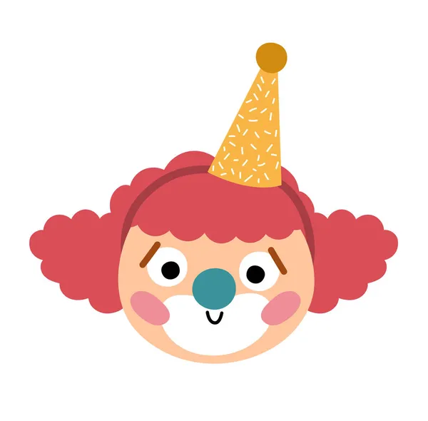 Vector Clown Face Circus Artist Avatar Clipart Amusement Holiday Icon — Stock Vector