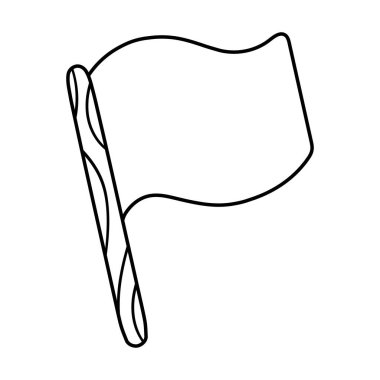 Vektör siyah beyaz komik bayrak. Sevimli Aziz Patrick Günü tasviri. Beyaz arkaplanda ulusal sembol çizgisi simgesi veya renklendirme sayfası izole