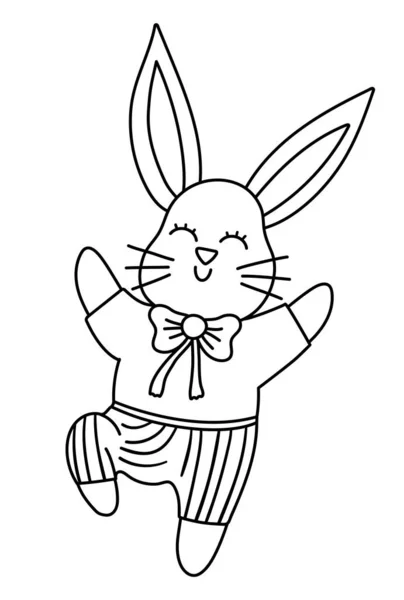 Векторная Черно Белая Иллюстрация Кролика Пасхальная Традиционная Икона Линии Животных — стоковый вектор