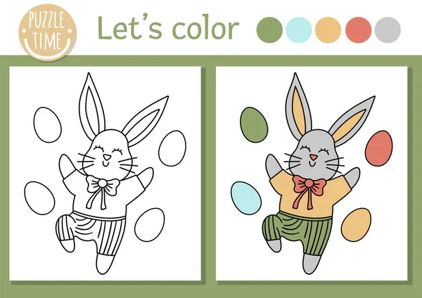 Πάσχα Χρωματισμός Σελίδα Για Παιδιά Αστείο Λαγουδάκι Χρωματιστά Αυγά Διάνυσμα — Διανυσματικό Αρχείο