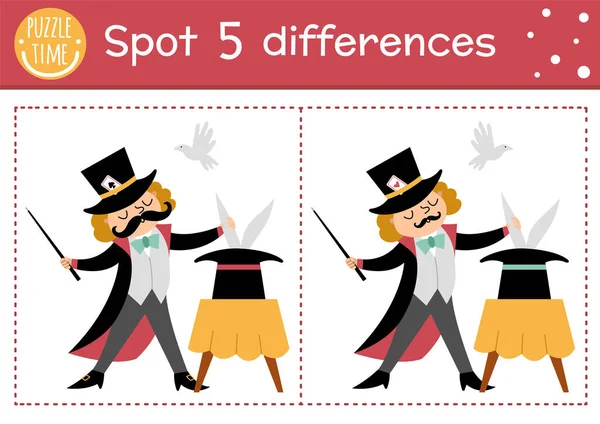 Cirque Trouver Des Différences Jeu Pour Les Enfants Activité Éducative — Image vectorielle