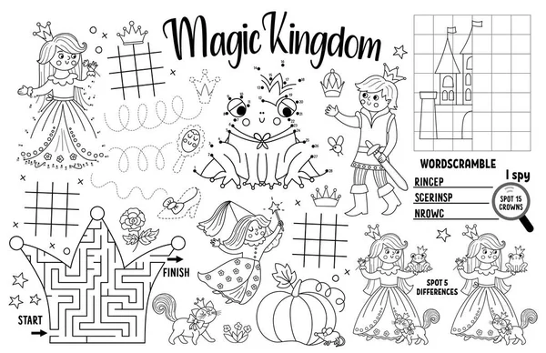 Mantel Vector Magic Kingdom Para Niños Alfombra Actividad Imprimible Cuento — Archivo Imágenes Vectoriales